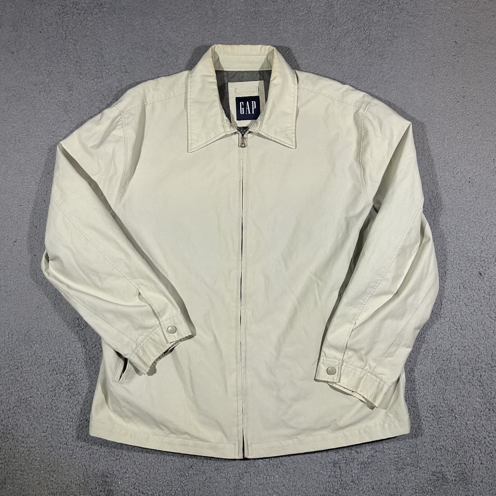 Vintage GAP Harrington Jacket Men XL Beige Zip Up Lightweight #3858